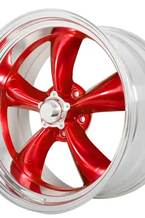 14" American Racing Wheels Vintage VN515 Classic Torq Thrust II Custom Red Face with Polished Rims Authentic