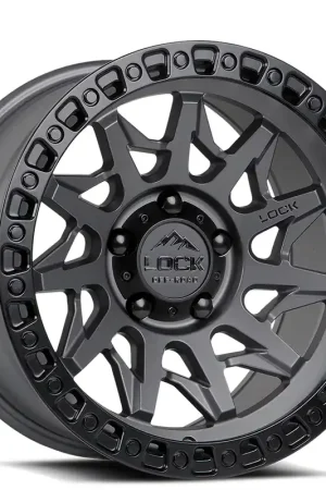 17" Lock Off-Road Wheels Lunatic Matte Grey with Matte Black Ring Rims Brand New
