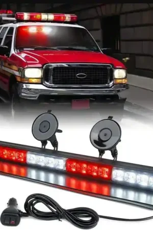 18-Inch Windshield Dash Strobe Light with Suction Cups; White/Red Cheap