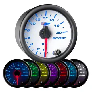 20 PSI Boost Gauge; White 7 Color Buy Direct