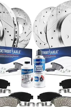 10pc Front & Rear Drilled Slotted Rotors and Ceramic Brake Pads Kit Price Drop