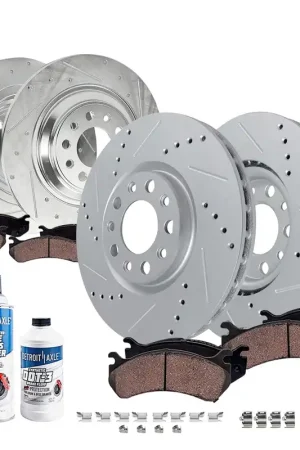 10pc Front & Rear Drilled Slotted Rotors and Ceramic Brake Pads Kit Secure Checkout