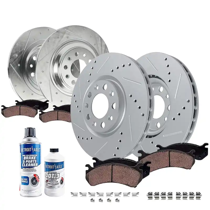 10pc Front & Rear Drilled Slotted Rotors and Ceramic Brake Pads Kit Secure Checkout