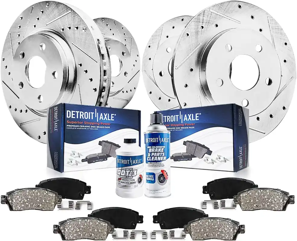 10pc Front & Rear Drilled Slotted Rotors and Ceramic Brake Pads Kit Cheap