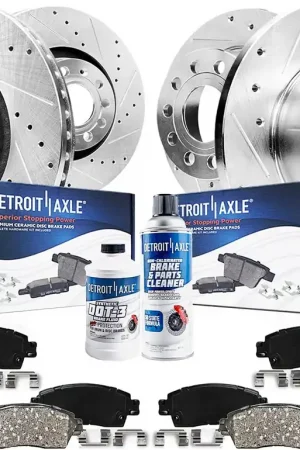 10pc Front & Rear Drilled Slotted Rotors and Ceramic Brake Pads Kit Brand New